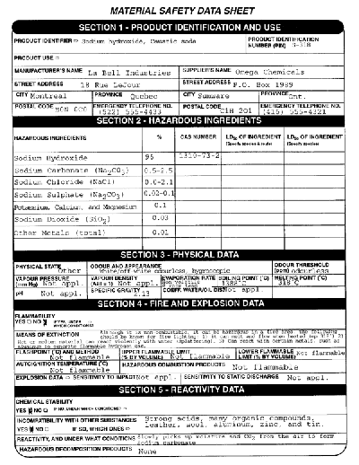 Material Safety Data Sheet - Example