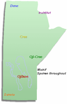 Indigenous Languages in Manitoba Map