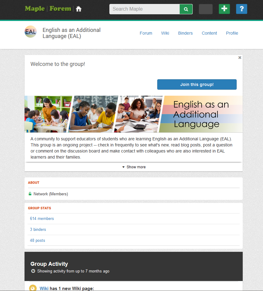 screenshot of maple site