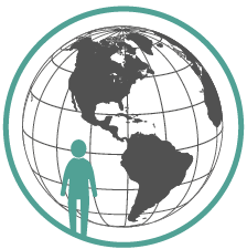 a person in front of a globe
