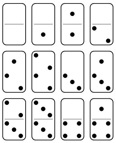 Blackline Master of Dominoes (Total of Pips to Ten)