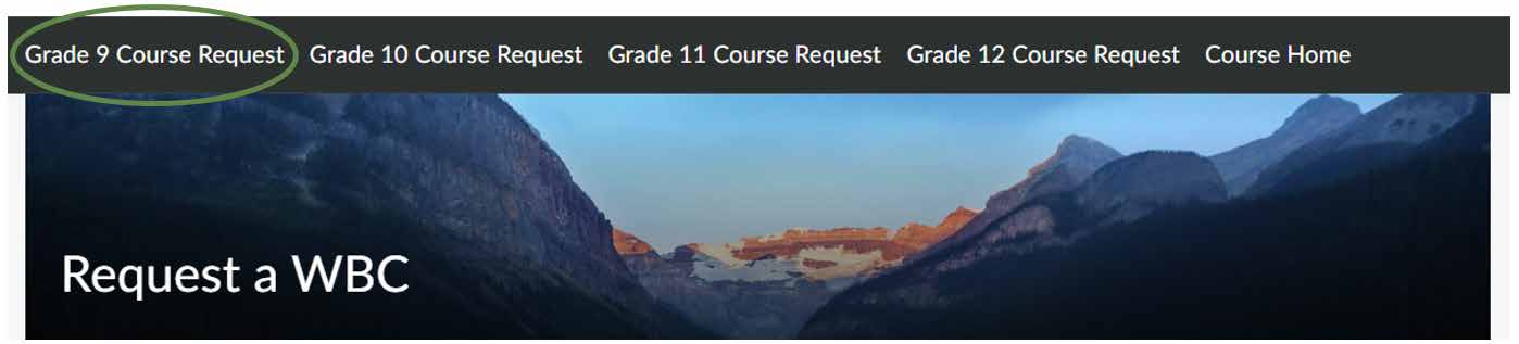 image of the above text - Grade level course selection location