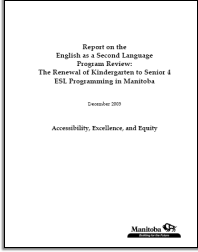 Report on the English as a Second Language Program Review Cover