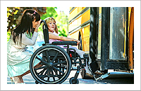 Mother with daughter in wheelchair