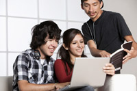 Three Senior Students Studying