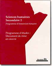 Sciences humaines, secondaire 2, programme d'immersion française, programme d'études : document de mise en œuvre