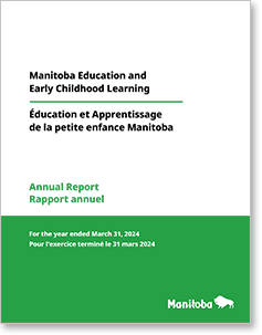 Page couverture du Rapport annuel 2022-2023 Éducation et Apprentissage de la petite enfance Manitoba