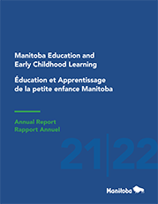 Page couverture du Rapport annuel 2021-2022 Éducation et Apprentissage de la petite enfance Manitoba